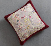 DaDa Bedding Set of 2-Pieces Patchwork Burgundy Red Velvet Purple Floral Throw Pillow Covers, 18" x 18" (JHW-868) - DaDa Bedding Collection