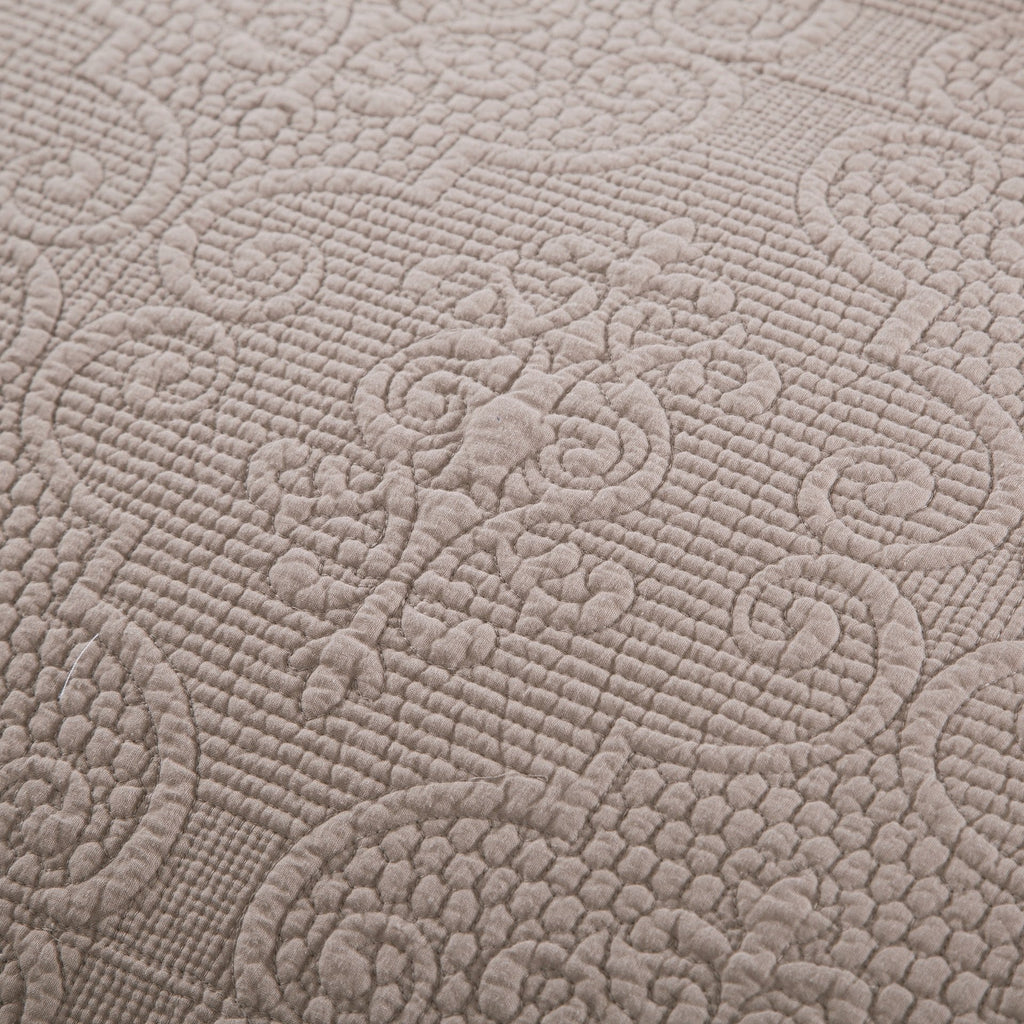 DaDa Bedding Taupe Beige Sand Dollar Floral Quilted Cotton Pillow Sham - 1-Piece  (JHW585) - DaDa Bedding Collection