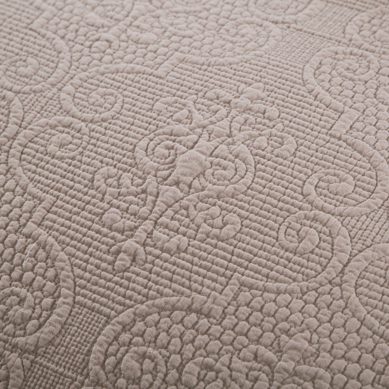 DaDa Bedding Taupe Beige Sand Dollar Floral Quilted Cotton Pillow Sham - 1-Piece  (JHW585) - DaDa Bedding Collection