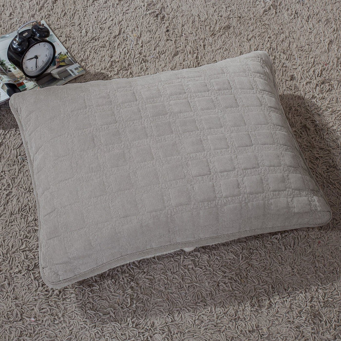 DaDa Bedding Corduroy Sherpa Backside Soft Grey Quilted Pillow