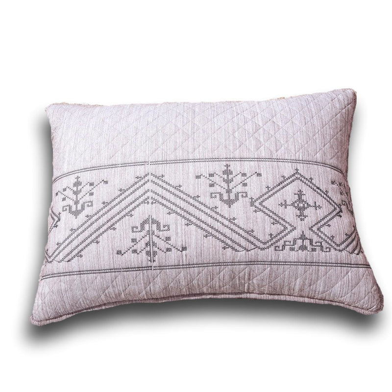 DaDa Bedding Whimsical Lavender Purple Grey Yarn Dyed Quilted King Pillow Sham, 20” x 36” (JHW866) - DaDa Bedding Collection