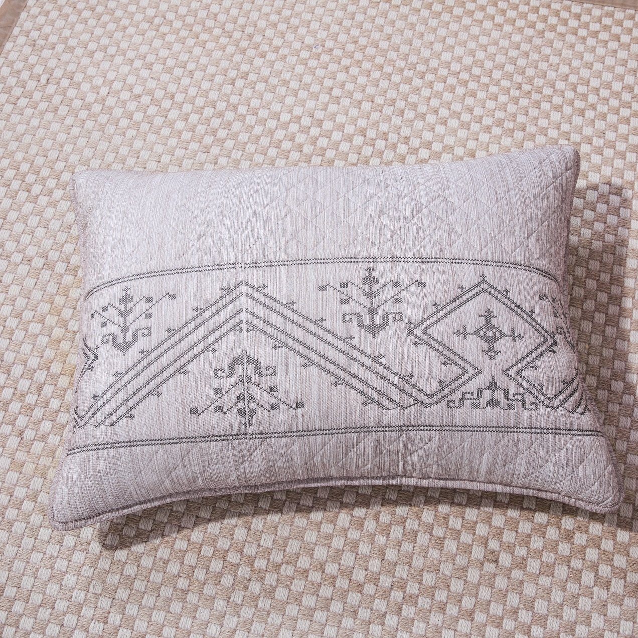 DaDa Bedding Whimsical Lavender Purple Grey Yarn Dyed Quilted King Pillow Sham, 20” x 36” (JHW866) - DaDa Bedding Collection
