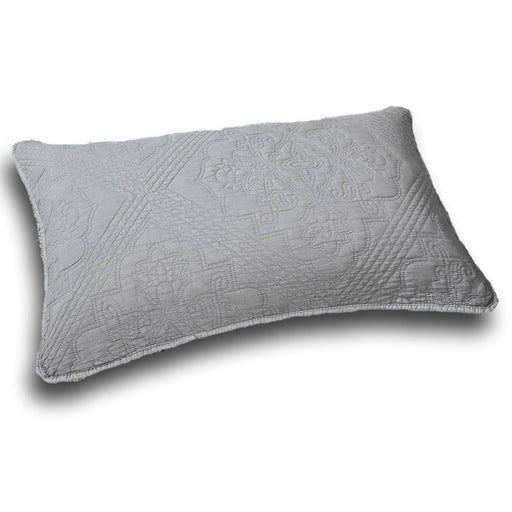 Pillow Case - DaDa Bedding Elegant Floral Grey Diamond Pattern Quilted King Pillow Sham - 20” x 36” (JHW855) - DaDa Bedding Collection