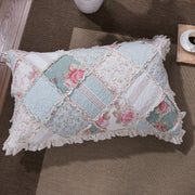 DaDa Bedding Hint of Mint Cottage Floral Cotton Patchwork Pillow Sham (JHW3036) - DaDa Bedding Collection