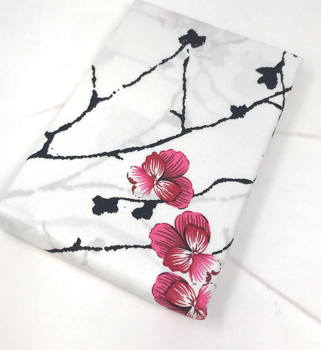 DaDa Bedding Set of 2-Pieces Cherry Blossom Floral White Pink Pillowcases - Queen Size 20" x 30" (8318) - DaDa Bedding Collection