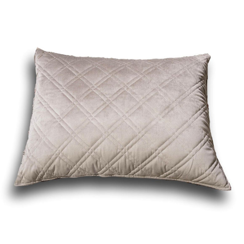 DaDa Bedding Taupe Grey Velvet Quilted King Pillow Sham - (JHW831) - DaDa Bedding Collection