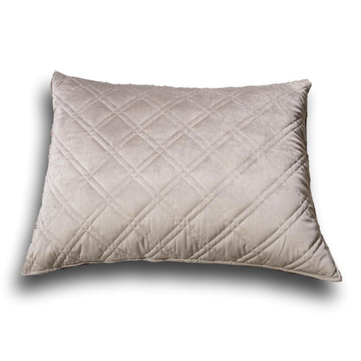 Pillow Case - DaDa Bedding Taupe Grey Velvet Quilted King Pillow Sham - 20” x 36” (JHW831) - DaDa Bedding Collection
