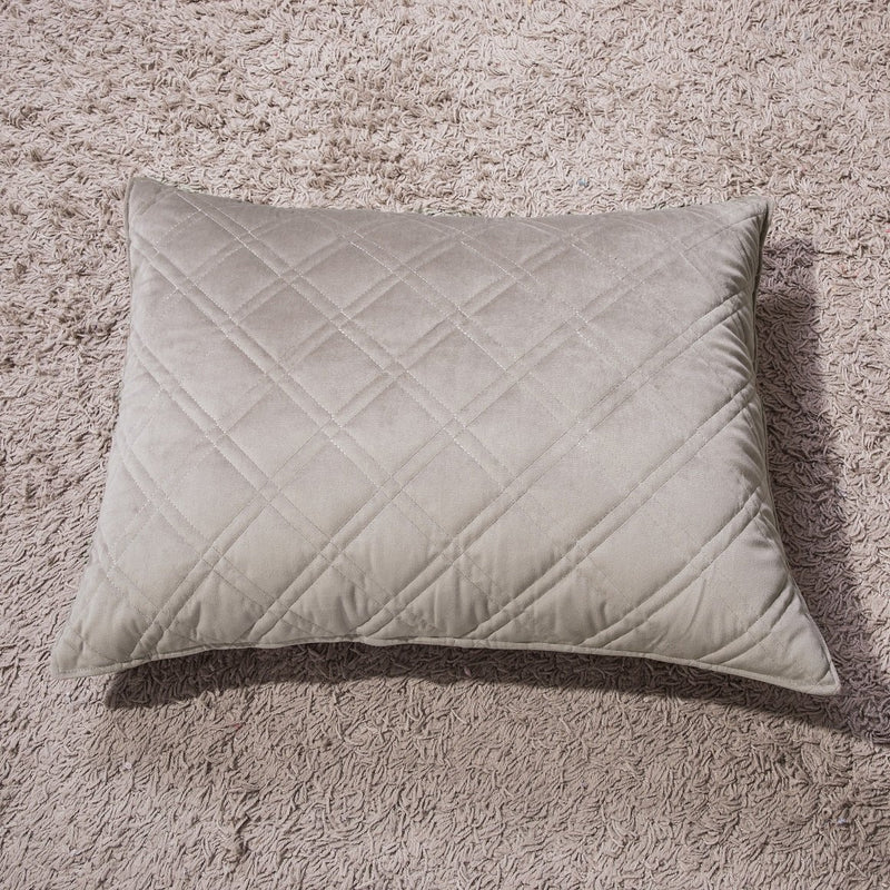 DaDa Bedding Taupe Grey Velvet Quilted King Pillow Sham - (JHW831) - DaDa Bedding Collection