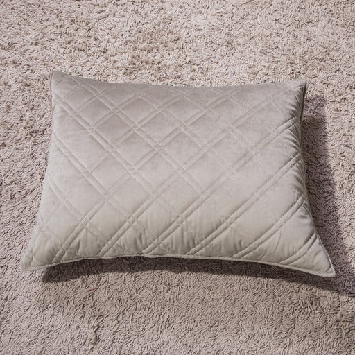 Pillow Case - DaDa Bedding Taupe Grey Velvet Quilted King Pillow Sham - 20” x 36” (JHW831) - DaDa Bedding Collection