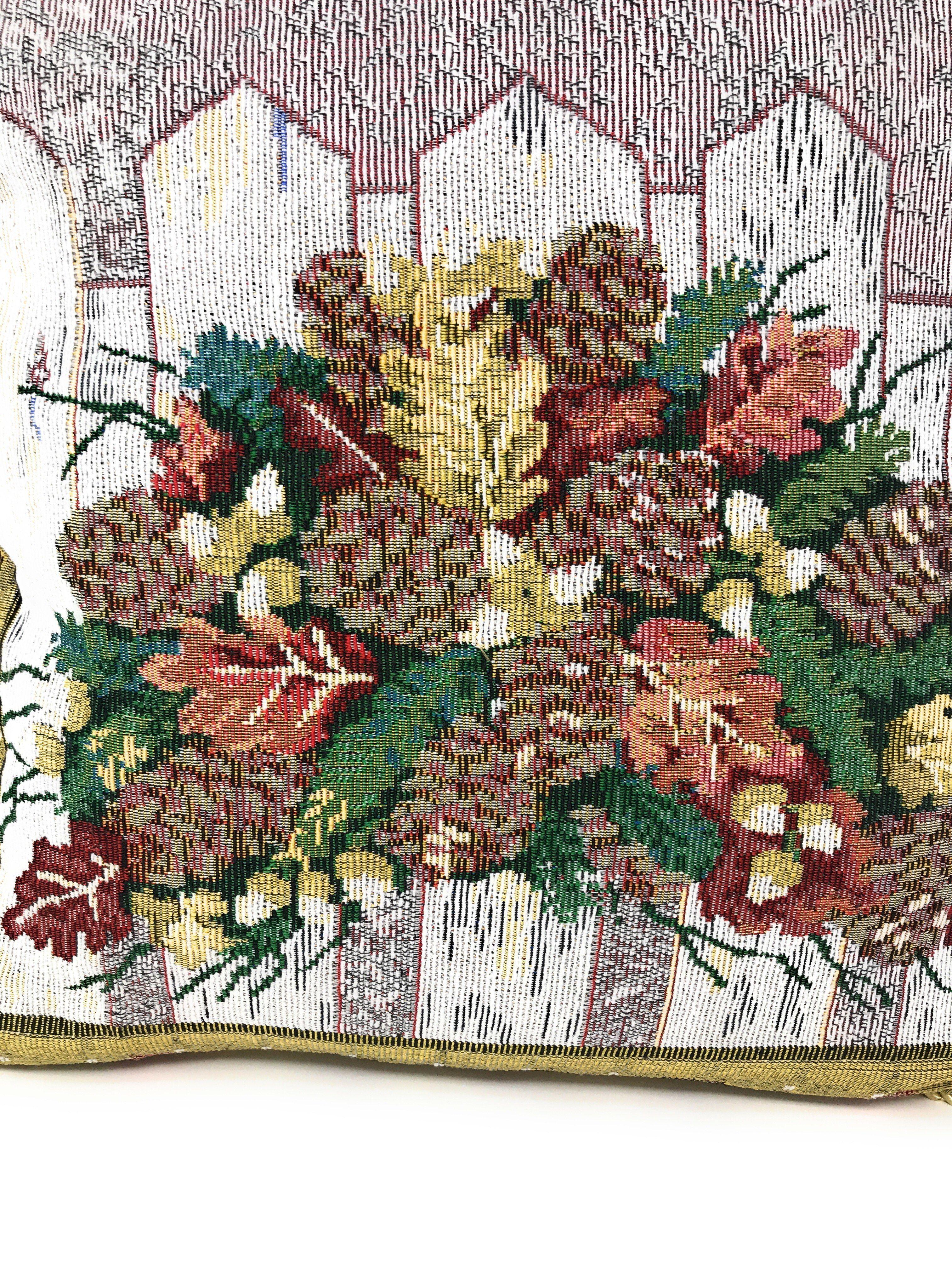 DaDa Bedding Set of 2-Pieces Festive Holiday Fiesta Floral Botanical Tapestry Throw Pillow Covers w/ Inserts - 18" x 18" - DaDa Bedding Collection