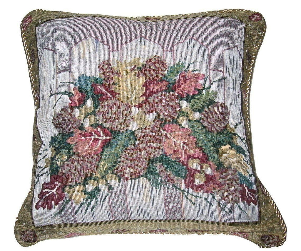 DaDa Bedding Set of 2-Pieces Festive Holiday Fiesta Floral Botanical Tapestry Throw Pillow Covers w/ Inserts - 18" x 18" - DaDa Bedding Collection