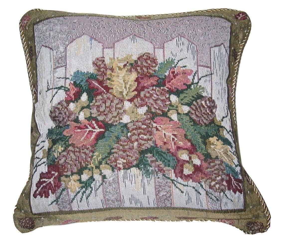 DaDa Bedding Set of 2-Pieces Festive Holiday Fiesta Floral Botanical Tapestry Throw Pillow Covers w/ Inserts - 18" x 18" - DaDa Bedding Collection
