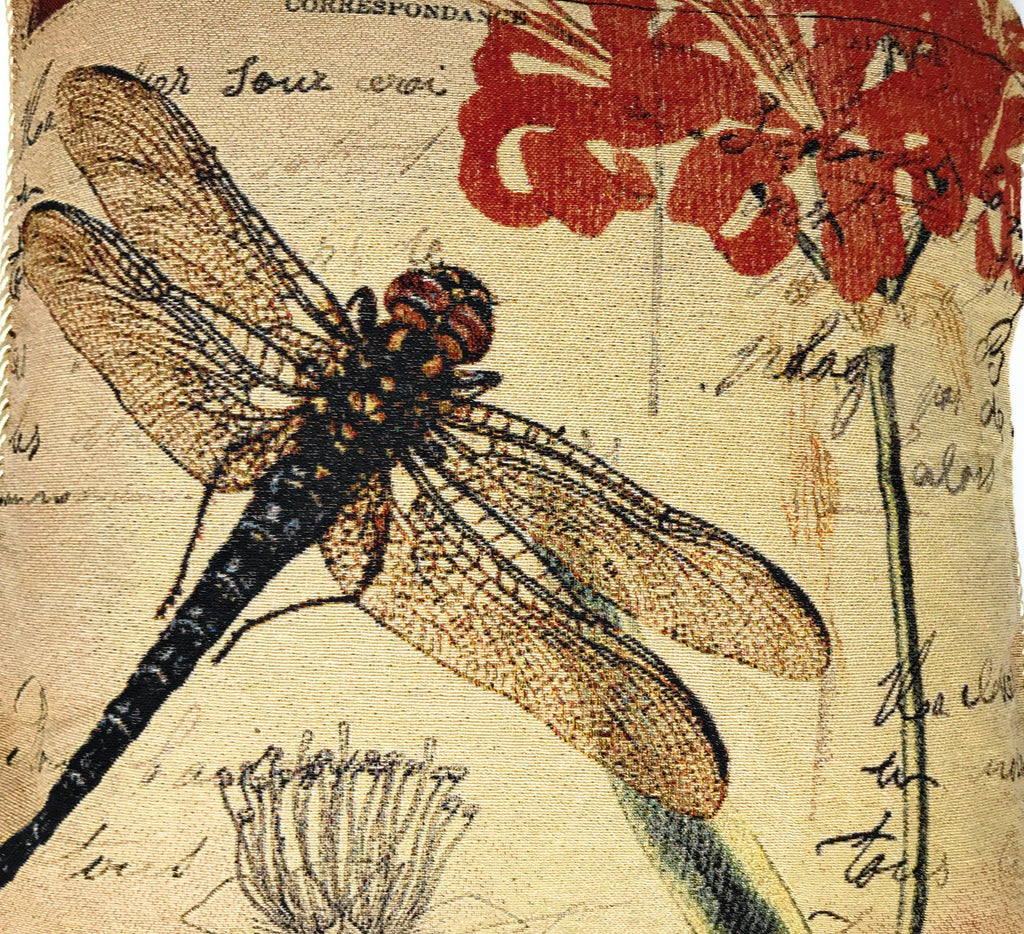 DaDa Bedding Set of 2-Pieces Dragonfly Dreams Nature Garden Tapestry Throw Pillow Covers w/ Inserts - 18" x 18" - DaDa Bedding Collection