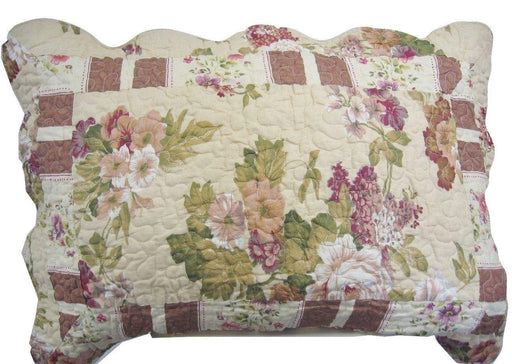 DaDa Bedding Set of Two Floral Patchwork Dusty Rose Garden Pillow Cases, Standard 20" x 26", 2-PCS - DaDa Bedding Collection