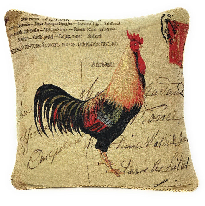 PILLOW - DaDa Bedding Set of Two Glamorous Rooster Throw Pillow Covers w/ Inserts - 2-PCS - 18" - DaDa Bedding Collection