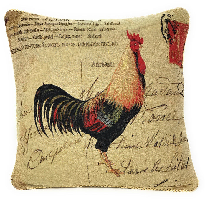PILLOW - DaDa Bedding Set of Two Glamorous Rooster Throw Pillow Covers w/ Inserts - 2-PCS - 18" - DaDa Bedding Collection