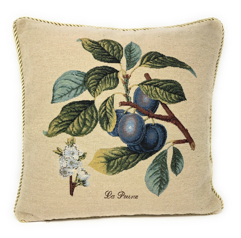 DaDa Bedding Set of 2-Pieces Sugar Plum Fruits Garden Tapestry Throw Pillow Covers w/ Inserts, 18" x 18" - DaDa Bedding Collection