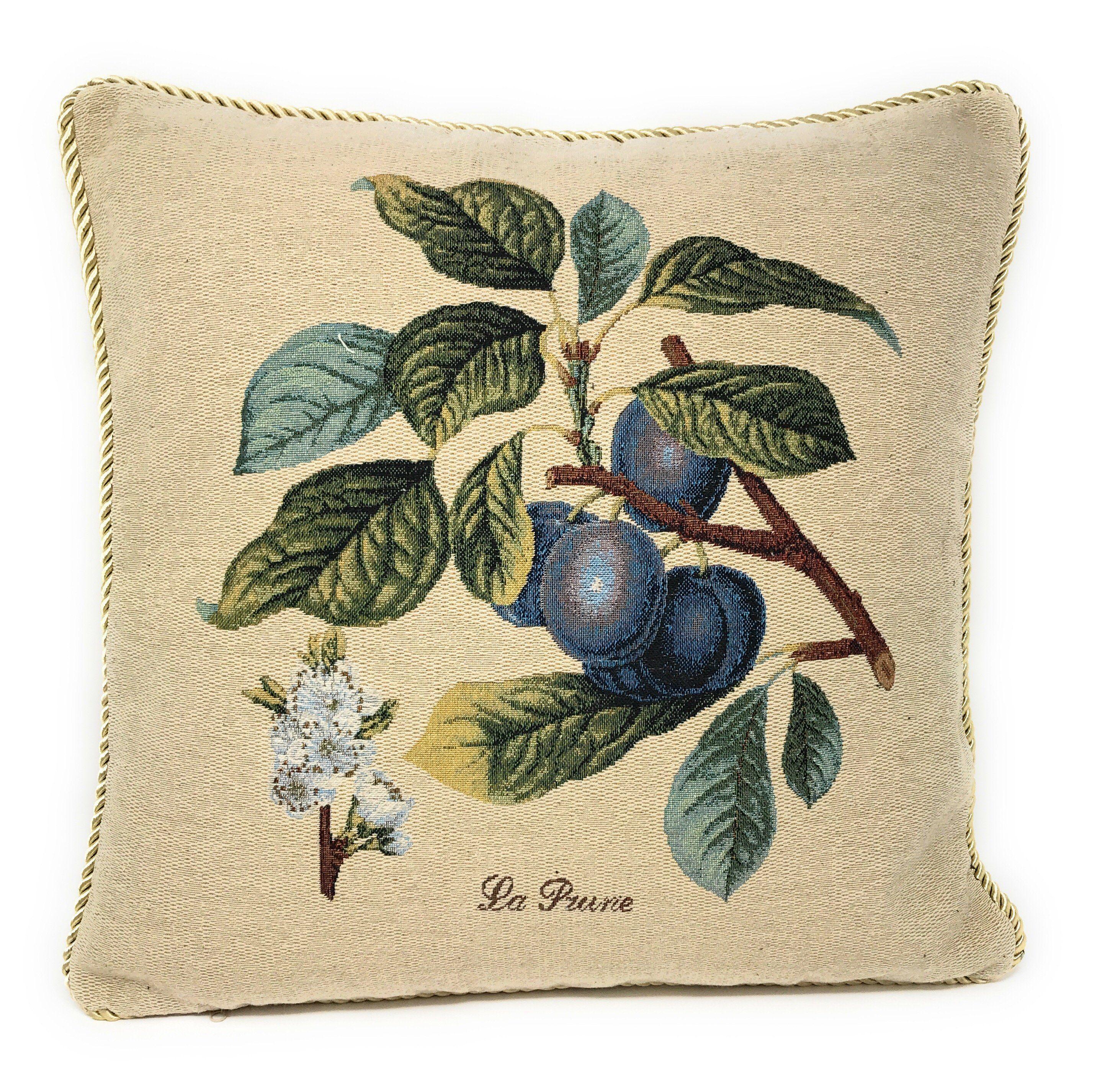 DaDa Bedding Set of 2-Pieces Sugar Plum Fruits Garden Tapestry Throw Pillow Covers w/ Inserts, 18" x 18" - DaDa Bedding Collection