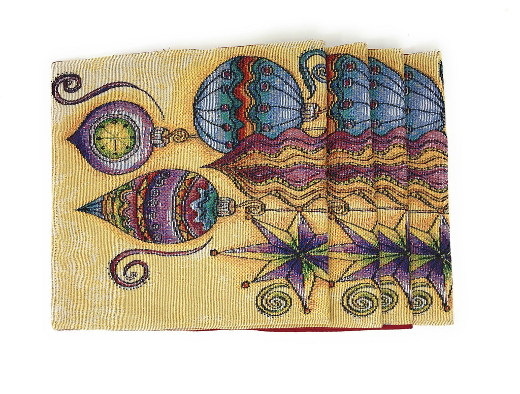 DaDa Bedding Set of 4-Pieces Starry Bohemian Lantern Ornaments Christmas Tapestry Placemats 13” x 19” (14916) - DaDa Bedding Collection