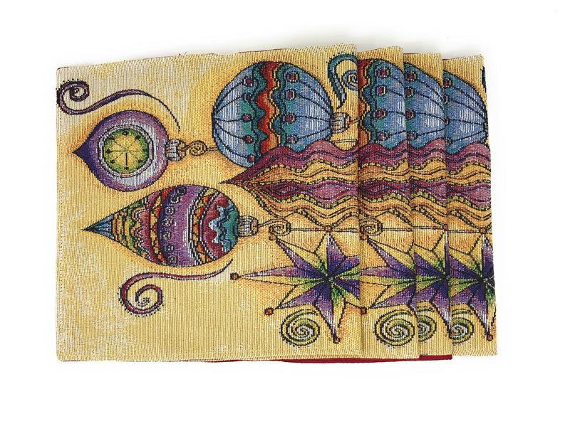 DaDa Bedding Set of 4-Pieces Starry Bohemian Lantern Ornaments Christmas Tapestry Placemats 13” x 19” (14916) - DaDa Bedding Collection