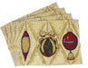 DaDa Bedding Set of 4-Pieces Elegant Christmas Ornaments Gold Tapestry Placemats, 13” x 19” (6139) - DaDa Bedding Collection
