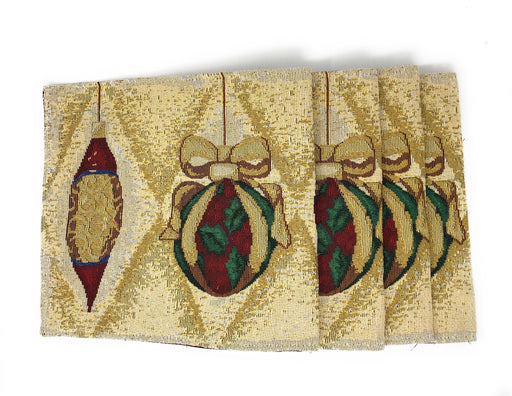 DaDa Bedding Set of 4-Pieces Elegant Christmas Ornaments Gold Tapestry Placemats, 13” x 19” (6139) - DaDa Bedding Collection