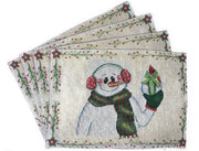 DaDa Bedding Set of 4-Pieces Magical Snowman Holiday Tapestry Placemats 13” x 19” (9733) - DaDa Bedding Collection