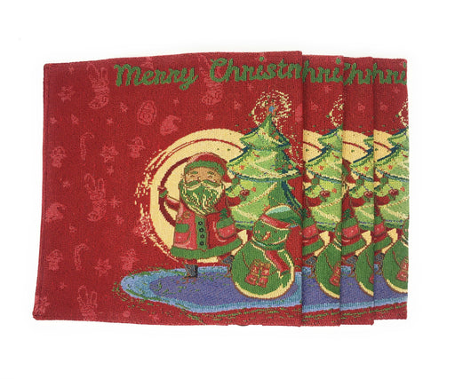 DaDa Bedding Set of 4-Pieces Red Santa Claus Christmas Tapestry Placemats 13” x 19” (17615) - DaDa Bedding Collection