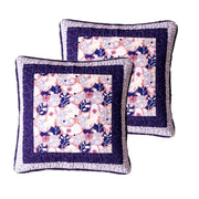 DaDa Bedding Set of 2-Pieces Peachy Blossoms Purple Floral Patchwork Throw Pillow Covers, 18" x 18" - Designed in USA (JHW877) - DaDa Bedding Collection