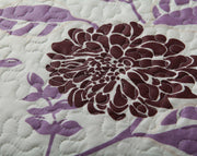 DaDa Bedding Bohemian Purple Blooms Floral Garden Pink Brown Bedspread Set (KBJ1629) - DaDa Bedding Collection