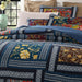 DaDa Bedding Bohemian Floral Midnight Ocean Blue Cotton Patchwork Bedspread Set (JHW-572) - DaDa Bedding Collection