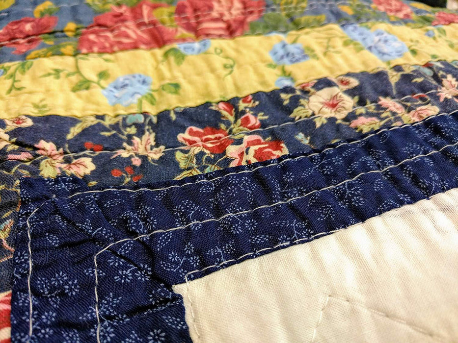 DaDa Bedding Cottage Spring Floral Garden Patchwork Cotton Quilted Bedspread Set - Twin/Single (DXJ100286) - DaDa Bedding Collection