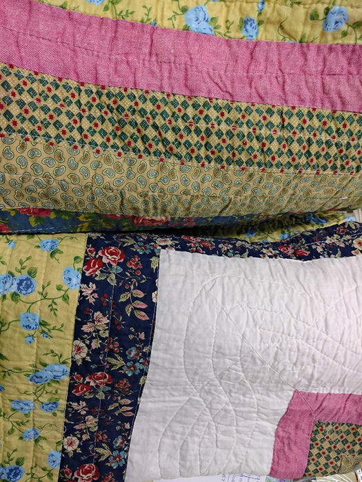 DaDa Bedding Cottage Spring Floral Garden Patchwork Cotton Quilted Bedspread Set - Twin/Single (DXJ100286) - DaDa Bedding Collection