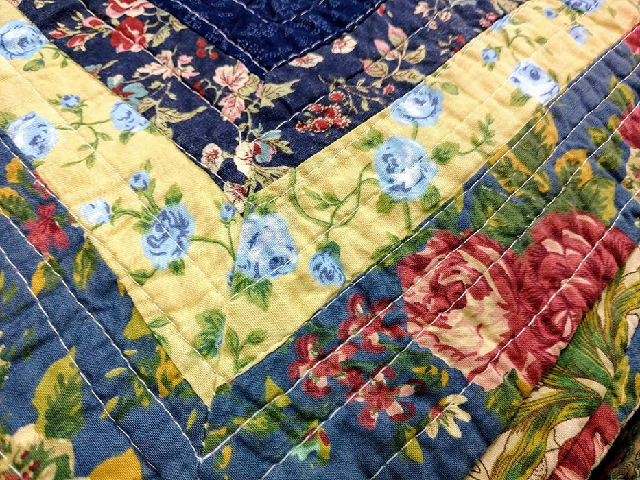 DaDa Bedding Cottage Spring Floral Garden Patchwork Cotton Quilted Bedspread Set - Twin/Single (DXJ100286) - DaDa Bedding Collection
