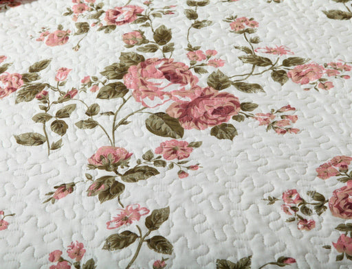 Quilt - DaDa Bedding Dainty Bohemian Cottage Dusty Roses Floral Quilted Bedspread Set (KBJ1627) - DaDa Bedding Collection