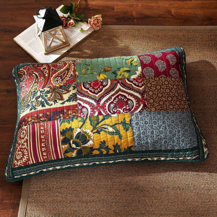 DaDa Bedding Dark Elegance Bohemian Floral Cotton Patchwork Bedspread Set (JHW-550) - DaDa Bedding Collection