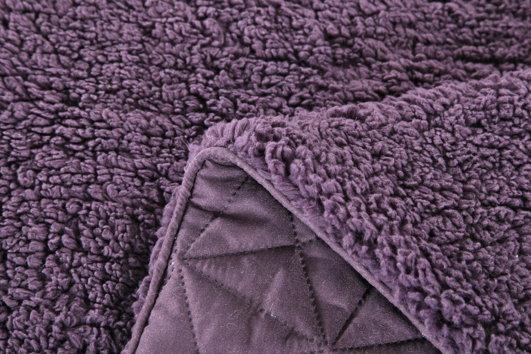 DaDa Bedding Eggplant Aubergine Reversible Quilted Ultra Sonic Throw Blanket Bedspread (BJ0106) - DaDa Bedding Collection