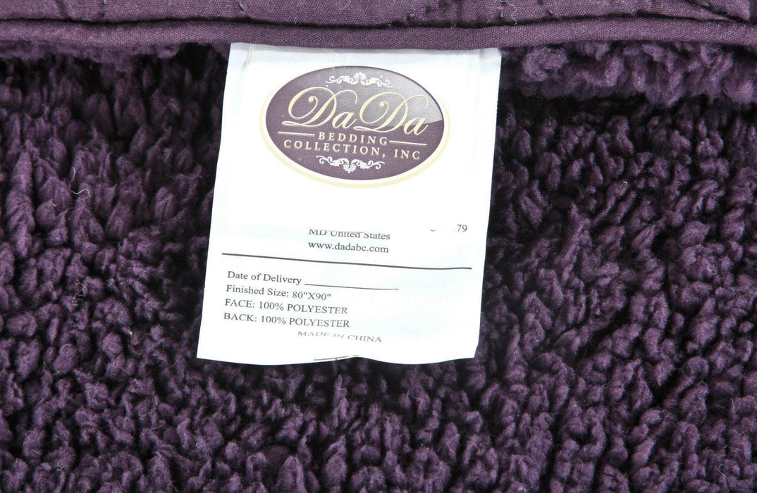 DaDa Bedding Eggplant Aubergine Reversible Quilted Ultra Sonic Throw Blanket Bedspread (BJ0106) - DaDa Bedding Collection