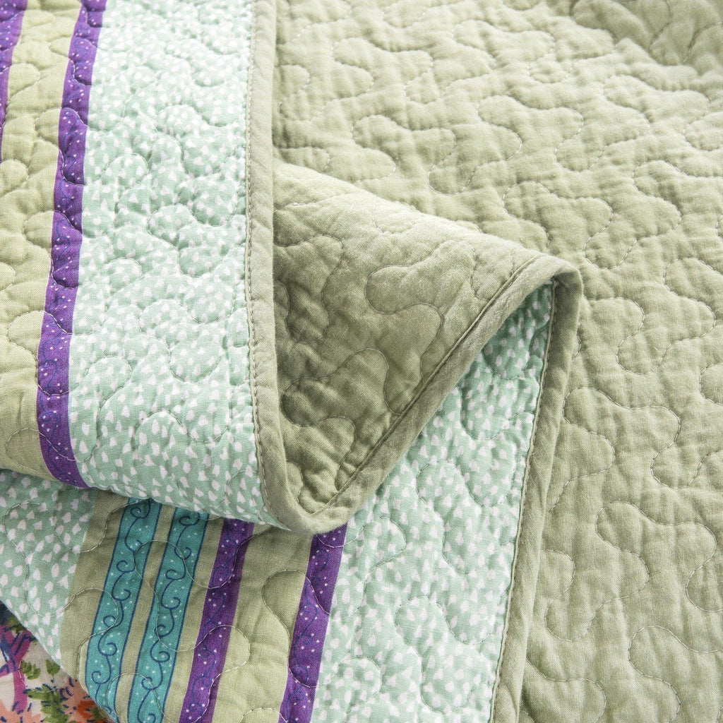 DaDa Bedding Frosted Pastel Gardenia Bohemian Cotton Patchwork Bedspread Set (JHW-604) - DaDa Bedding Collection