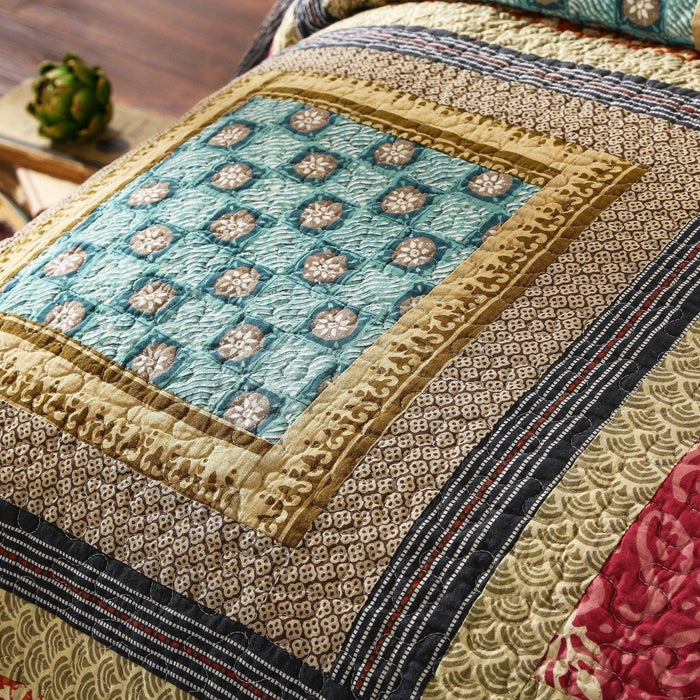 Dada Bedding Gallery of Roses Floral Bohemian Cotton Patchwork Bedspread Set (JHW-546) - DaDa Bedding Collection