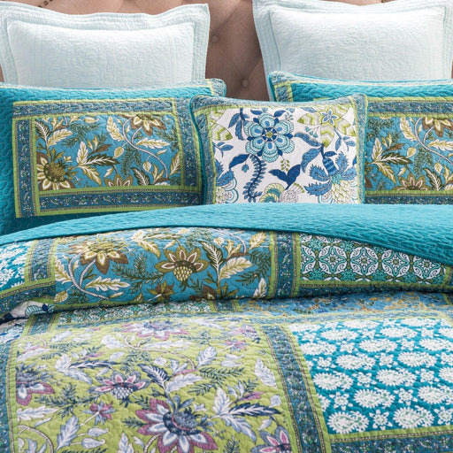 Greek Mediterranean Fountain Bohemian Cotton Patchwork Bedspread Quilt Set - DaDa Bedding Collection