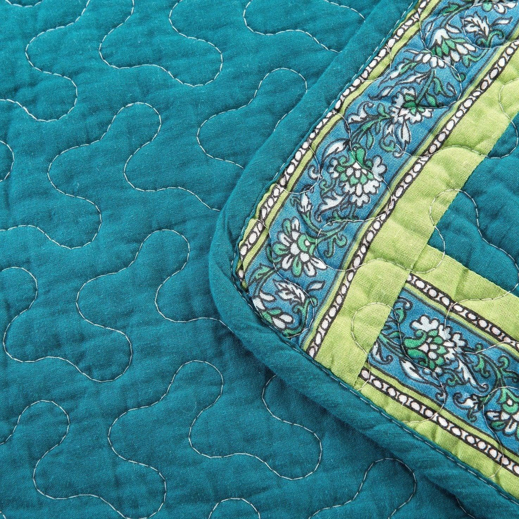 Greek Mediterranean Fountain Bohemian Cotton Patchwork Bedspread Quilt Set - DaDa Bedding Collection