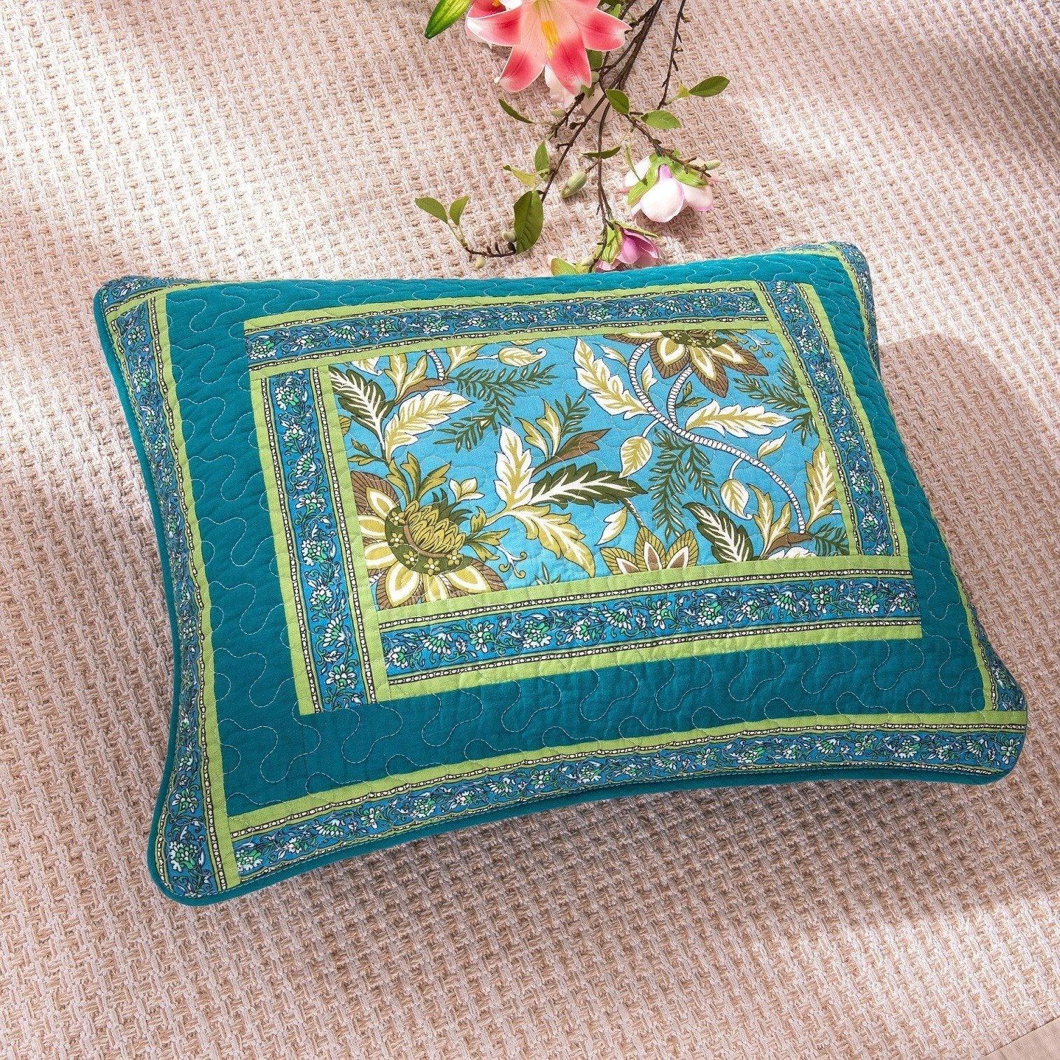 Greek Mediterranean Fountain Bohemian Cotton Patchwork Bedspread Quilt Set - DaDa Bedding Collection