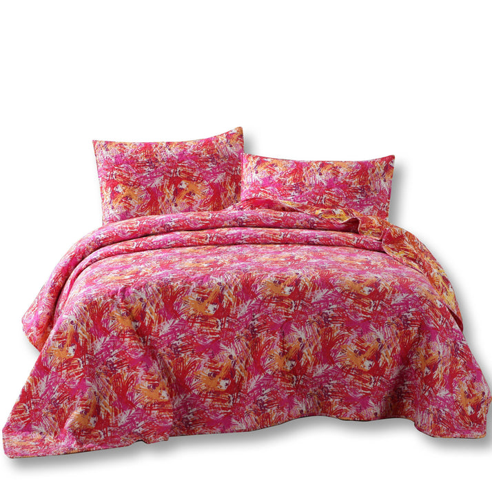 Quilt - DaDa Bedding Lovely Pop of Color Starburst Bright Quilted Bedspread Set (KBJ1625) - DaDa Bedding Collection