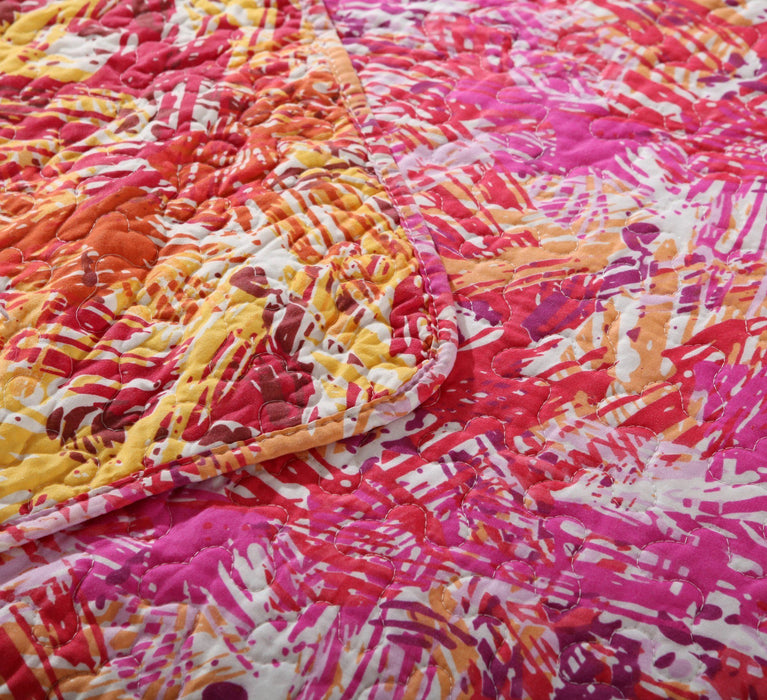 Quilt - DaDa Bedding Lovely Pop of Color Starburst Bright Quilted Bedspread Set (KBJ1625) - DaDa Bedding Collection