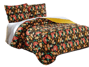 DaDa Bedding Marigold’s Floral Brown Yellow Botanical Garden Quilted Bedspread Set (HS-3330) - DaDa Bedding Collection