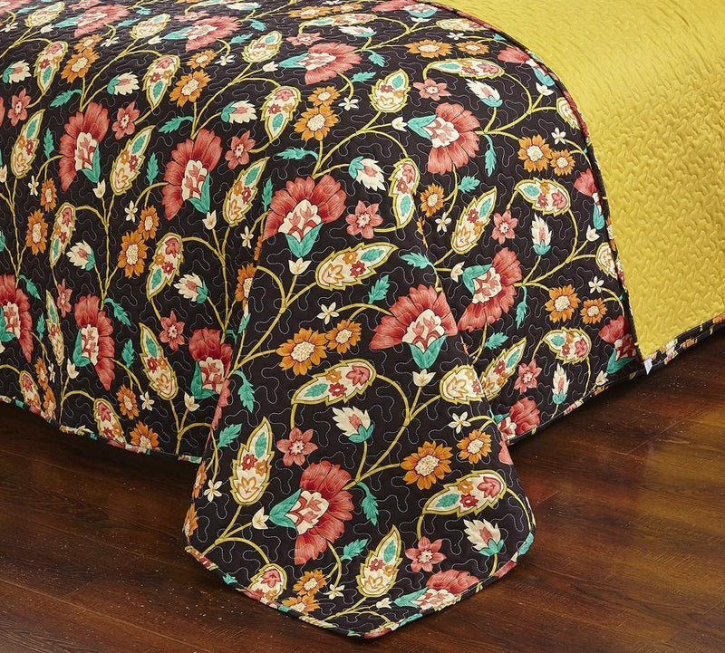 DaDa Bedding Marigold’s Floral Brown Yellow Botanical Garden Quilted Bedspread Set (HS-3330) - DaDa Bedding Collection