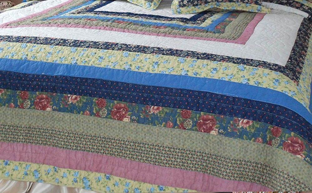 DaDa Bedding Cottage Spring Floral Garden Patchwork Cotton Quilted Bedspread Set - Twin/Single (DXJ100286) - DaDa Bedding Collection