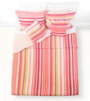 DaDa Bedding Multi-Red Pink Boho Summer Stripes Scalloped Lightweight Coverlet Bedspread Set (DXJ101824) - DaDa Bedding Collection