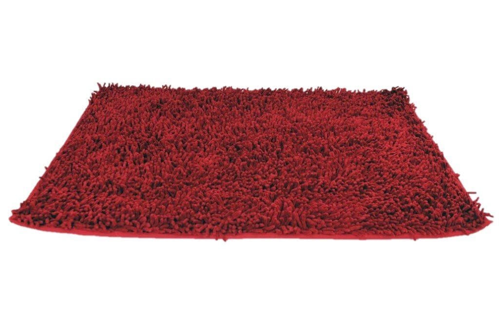 DaDa Bedding Burgundy Red Shaggy Soft Chenille Noodle Carpet Rug Bath Mat - DaDa Bedding Collection